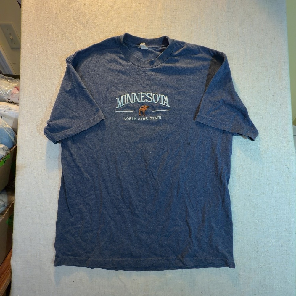 Minnesota North Star Moose Graphic T-Shirt Heather Blue Size XL